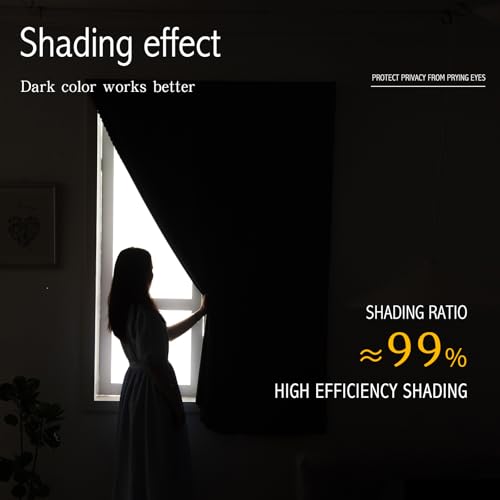 Magic Tape Stick On Curtains Window Shades Pull Down Blackout Window Cover Blackout Curtains for Bedroom No Drillng Self Adhesive Curtains No Rod, 35" W X 59" L, Grey, 1 Panel
