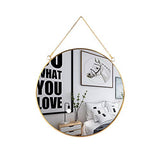 LONGWIN Hanging Wall Circle Mirror Decor Gold Geometric Mirror with Chain for Bathroom Bedroom Living Room 9.8"