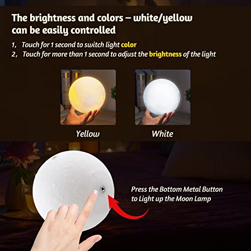 Funnli Granddaughter Gifts from Grandma, Christmas Mothers Day Graduation Birthday Gifts for Granddaughter Moon Lamp, 3D Printed Moon Light with Wooden Stand
