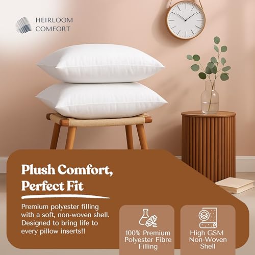 Square Throw Pillow Inserts (Pack of 4, 12"x12", White, Polyester) - Fluffy Decorative Cushion Fillers for Couch, Bed & Chair - Perfect for Styling, Back Support & Everyday Comfort
