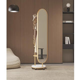 Decorative Luxury Rotating Coat Rack Integrated Marble Floor Mirror for Bedroom and Entryway Full-Length for Living Room