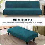 MIFXIN Armless Futon Slipcover Velvet Stretch Folding Sofa Cover Elastic Couch Furniture Protector for Foldable Futon Moving Sofa Bed Without Armrests (Velvet Deep Blue)