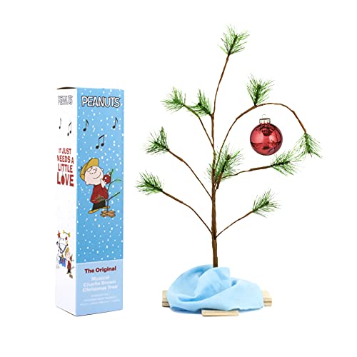PRODUCTWORKS 24-Inch Peanuts Charlie Brown Musical Christmas Tree with Linus Blanket