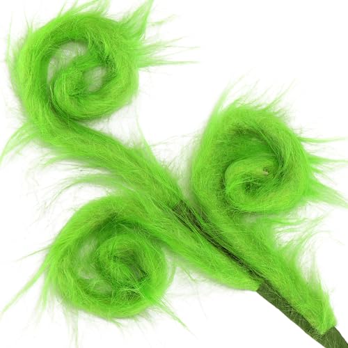 Kesywale 4 Pieces Green Furry Christmas Picks 17" Furry Spiral Curly Sprays Elf Ornaments Stems for Christmas Tree Topper Filler Branches Home Office Holiday Party Decorations Gifts (Green, 4)
