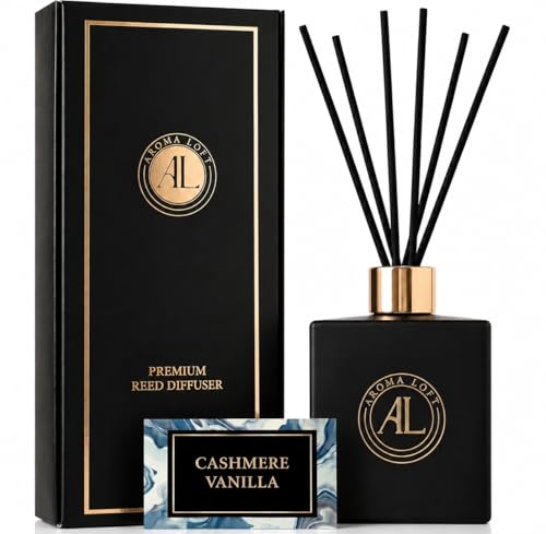 Black Reed Diffusers for Home | Premium Fragrance Diffuser | Reed Diffuser Sticks in Oil Set with Cashmere Vanilla Scent | Smell Good Stuff | Long-Lasting Oil for Bathroom & Office (5 oz)