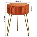 IBUYKE Makeup Vanity Stool, Velvet Round Footrest Ottoman, Orange LG-30J