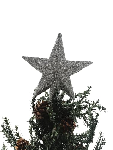 Kurt Adler 4" Petite Treasures Silver Glittered Mini Star Christmas Tree Topper - Unlit