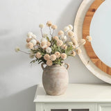 Dobbyby Ceramic Flower Vase 7.6 inch Farmhouse Rustic Vase Decorative Pottery Terracotta Vases for Home Decor Table Mantle Fireplace Living Room Bathroom Wedding Centerpiece (Whitewashed)