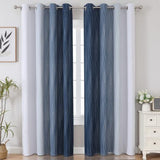 Estelar Textiler Navy Blue and Greyish White Blackout Curtains for Bedroom 84 Inches Long, Full Room Darkening Grommet Curtains for Living Room,Thermal Insulated Ombre Drapes,52Wx84L,2 Panels