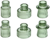 Vixdonos Taper Glass Candlestick Holders Tealight Candle Holders for Table Centerpieces, Wedding Decor and Dinner Party (6 Pcs, Green)