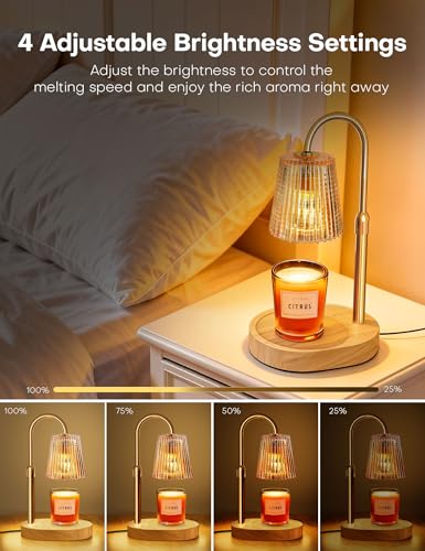 Candle Warmer Lamp with Timer Dimmer Adjustable Height, Electric Wax Melts Warmer for Jar Candles, Birthday Christmas House Warming Gifts for Women Mom, New Home Bedroom Decor with 2 Bulbs