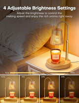 Candle Warmer Lamp with Timer Dimmer Adjustable Height, Electric Wax Melts Warmer for Jar Candles, Birthday Christmas House Warming Gifts for Women Mom, New Home Bedroom Decor with 2 Bulbs
