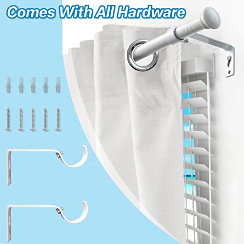 Curtain Rods, 5/8 Inch White Curtain Rods for Windows 28 to 48 Inch, Small Decorative Matte White Curtain Rod Set with Brackets, Splicing Screw Together Rod