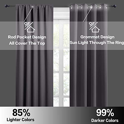 RYB HOME Short Grey Blackout Curtains for Small Bedroom Window, Insulating UV Blocking Drapes for Kitchen Cafe Basement Garage, Privacy Tiers for Bathroom Window, Width 42 by Length 36, Set of 2