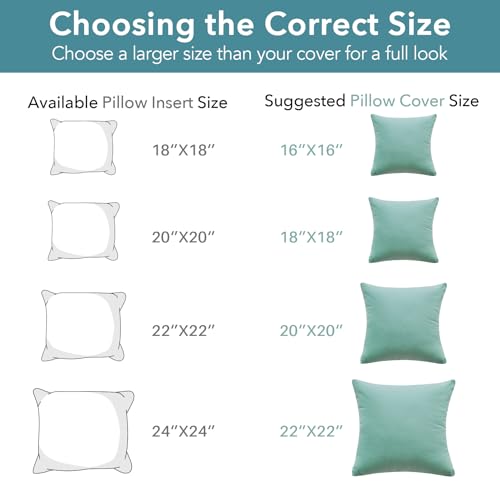 Oubonun 18x18 Inches Pack of 2 Throw Pillows Inserts, White Square Cushion Inner Soft Fluffy Plump Stuffer Pillows Inserts for Sofa Bed Couch