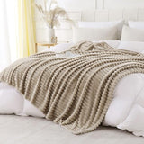 Khaki Throw Blanket for Couch Sofa 50x60 inches Striped Fleece Blankets Room Home Decor Lightweight Plush Soft Cozy Gifts for Women Mom