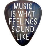AZEZO Metal Guitar Pick Décor, 12’’x10’’ Music Wall Art, Stainless Guitar Wall Art, Featuring ‘Music Is What Feelings Sound Like’