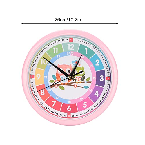Quartz Battery Operated Round Easy to Read, Cartoon Colorful Quartz Time, Learning Hanging Clock for Kid's Bedroom Classr for Home Office Kitchen Classroom School Clock (Pink), Cartoon Colorful Qu