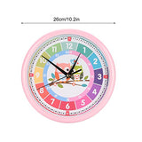 Quartz Battery Operated Round Easy to Read, Cartoon Colorful Quartz Time, Learning Hanging Clock for Kid's Bedroom Classr for Home Office Kitchen Classroom School Clock (Pink), Cartoon Colorful Qu