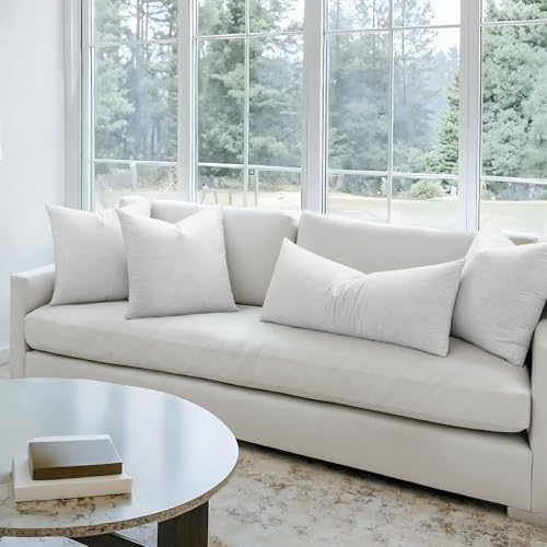 MIULEE Pillow Inserts 20x20 Inch Set of 4, Feather Mix Polycotton with Cotton Fabric Square Decorative Throw Pillows for Couch Bed Sofa
