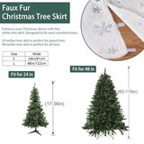 Christmas Tree Skirts 24 Inches Mini Plush Tree Skirt Silver Snowflakes Tree Mats for Winter Holiday Xmas Party Decorations