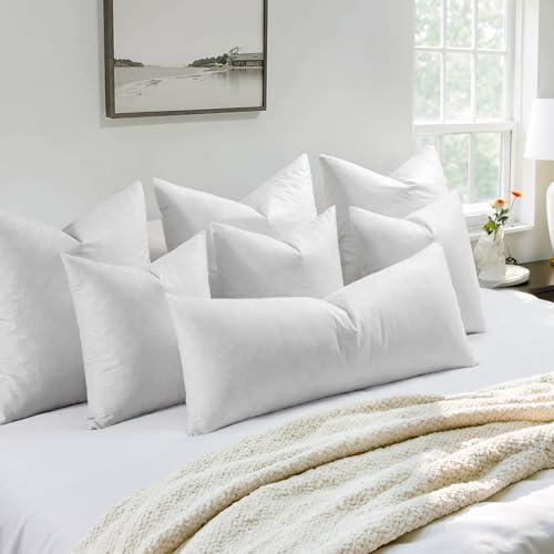 MIULEE Pillow Inserts 22x22 Inch Set of 2, Feather Mix Polycotton with Cotton Fabric Square Decorative Throw Pillows for Couch Bed Sofa
