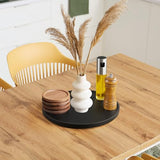 12 Inch Wood Round Tray, Wooden Decorative Bathroom Coffee Table Tray Centerpiece Candle Holder for Black Kitchen Dining Room Home Decor Coffee Table Decor and Accessories