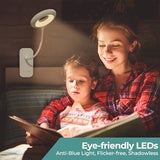 Clip on Reading Light for Bed Headboard, Rechargeable Battery Clamp on Bunk Bed Light, 5 Colors 5 Brightness Flexible Neck Desk Lamp, Eye Protect LED Touch Control Book Lights at Night for Kids