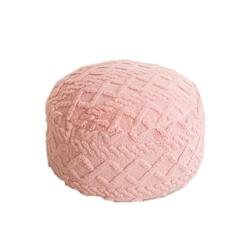Tingting's Dream Soft Round Stuffed Pouf Ottoman Foot Rest Poufs with Foam Particles Filling Foot Stool Storage Ottoman for Living Room (Pink, 47×47×30CCM/18.5"×18.5"×11.8")