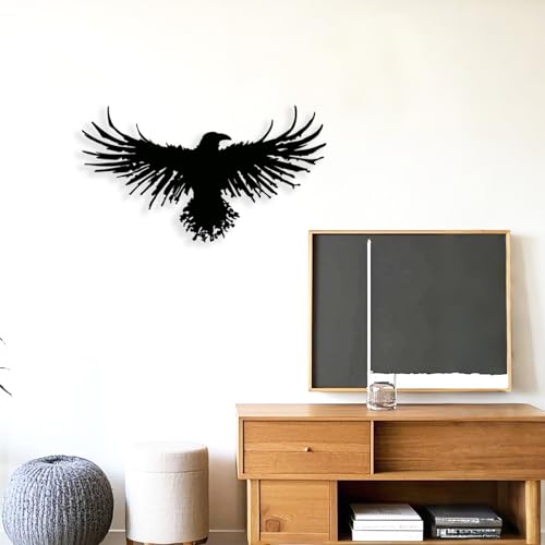 Yuzhuo Metal Viking Raven Wall Art Norse Mythology Crow Wall Decor with Gothic Metal Wall Sculpture Suitable for Living Room Bedroom Indoor Outdoor Garden Home