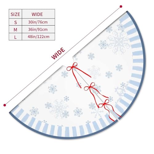Let It Snow Snowman Christmas Tree Skirt 36 Inches, Blue Snowflake Tree Skirt, Winter Xmas Tree Mat for Home Party Holiday Indoor Outdoor Decorations (Blue, 36in)