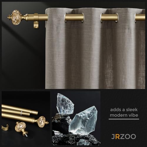 Gold Curtain Rod for Windows 66 to 120 Inches, 1'' Heavy Duty Adjustable Modern Drapery Rods with Unique Crystal Finials, Luxury Decorative Curtain Rods, Size: 30-120''