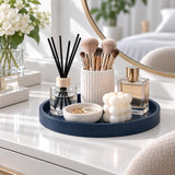 Silicone Bathroom Tray Coffee Table Decor Perfume Organizer, 11" Dark Blue