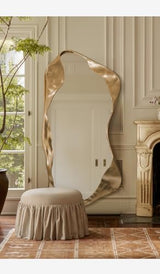 Full Length Mirror Irregular Wavy Mirror, Wave Arched Floor Mirror, Wall Mirror Standing Hanging or Leaning Against Wall black-90 * 190CM