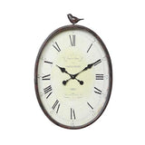 Creative Co-Op Oval Metal Wall Clock with Bird