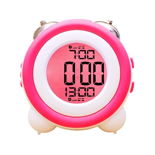 Super Loud Alarm Clock, Twin Bell Battery Operated with Snooze Function, Silent Mode, Backlight Display, Date and Week Calendar, Retro Ringing Design, Suitable for Home Office (Red)