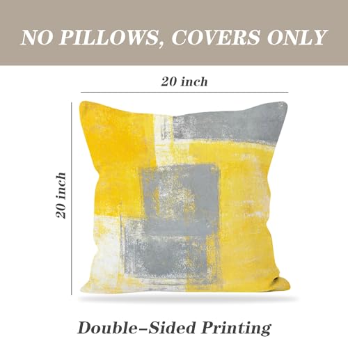 Throw Pillow Covers for Couch, 20x20 Inch, 2 Pack, Grey Yellow