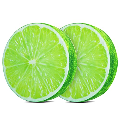 HYSEAS Round Throw Pillows 14 Inch Lemon, 3D Print Decorative Plush Funny Fruit Stuffed Cushions Seat Pad for Couch, Chair, Floor, Sofa, 2 Pack