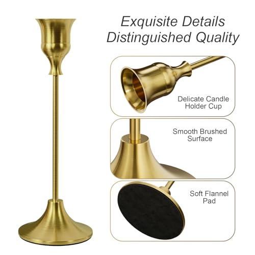 NLBTW 24 Pcs Brass Gold Candle Holder Bulks for Wedding Party Decor