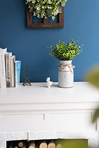 Dahey Metal Flower Vase with Artificial Eucalyptus Farmhouse Decor Rustic Shabby Chic Milk Can Galvanized Jug Planter Fake Plants in Decorative Tin Vase for Table Centerpieces Bedroom Kitchen Decor