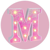 Foaky Pink Light up Letters，Pink Party Decorations,Girls Room Decor,Glitter Light Up Letters,Alphabet Letter Sign for Night Light Birthday Party Girls Gifts, Home Bar Decoration（M）