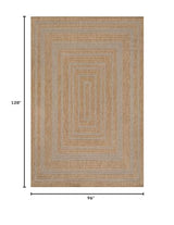 Beverly Rug Easy Jute Framed Border Rug 8x10 Washable Durable Indoor Outdoor Area Rugs for Living Dining Room Patio Office Stain Resistant Non Shedding Casual Indoor Outside Carpet 8 x 10 Natural