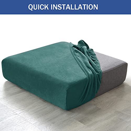 Velvet Cushion Covers, Strech Couch Cushion Cover, Individual Cushion Covers for Chair Loveseat Sofa Furniture Protector -Camel-2 Seater