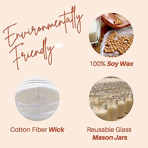 Nika's Home Fresh Linen 12oz Mason Jar Soy Candles - 2 Pack - Hand Poured Handmade, Long Burning 50-60 Hours Highly Scented All Natural, Clean Burning Large Candle Gift Home Décor