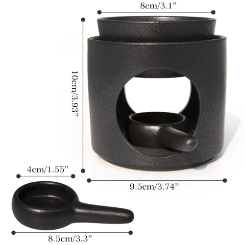| Wax Burner | Tealight Warmer Ceramic | Wax Melt Candle Melter| Duftlampe | Scented Oil Diffuser with Tealight | Size H*11cm ø10cm with Removable Bowl & Tealight Holder | Matt Painting