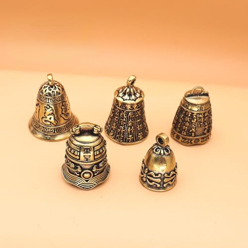 5pcs/Set Mini Antique Bell China's Mini Brass Copper Sculpture Pray Buddha Fengshui Bell Invitation Buddhism Chinese Bells Home Decor