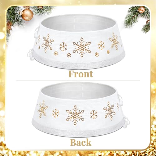NIBESSER Christmas Tree Collar 30 Inches Plush Tree Skirt Ring with Silver Snowflake Tree Basket Plastics Sheets with Collar Cover Holiday Home Party Christmas Tree Decoration Xmas Ornaments