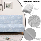 Armless Sofa Cover Stay in Place Futon Cover with Elastic Bottom Stain-Resistant Non-Slip Sofa Bed Slipcover Spandex Elastic Furniture Protector, Light Blue Floral Pattern