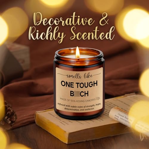 LEADO Scented Candles - Breast Cancer Survivor Gifts for Woman - Chemo Comfort Items, Cancer Care Gifts for Women - Funny Mastectomy, Cheer Up, Surgery Recovery Present for Chemo Patients, Mom