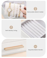 Lolalet 2-Layer Jewelry Box Organizer for Women Girls, Jewelry Storage Case Holder with Drawers for Necklaces Ring Earrings Bracelet Watch, Gifts Choice for Mom Mother’s Day -Beige